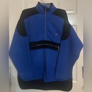 Vintage Bugle Boy oversized  quarter zip fleece/curdoroy with big middle pocket